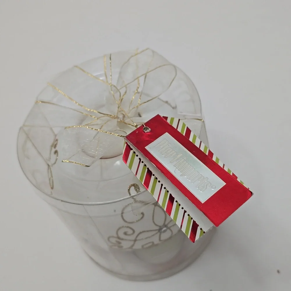 New Sealed Pier 1 Imports Ornament Tea Light Set White Gold